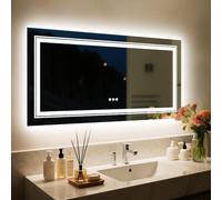 LUVODI Bathroom Mirror with LED Light: 1200x800mm Large Dimmable Lighted Wall Illuminated Mirror with Demisting Smart Touch Switch, Memory Function Backlit and Front Lighted