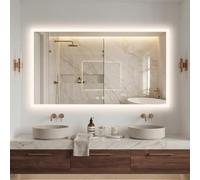 LUVODI Bathroom Mirror with LED Lights: 1200x700mm Anti-fog Dimmable Large | Rectangular Wall Mirror; Demisting; 3 Lighting Modes; Memory Function; Horizontal/Vertical