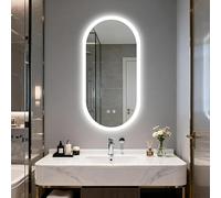 LUVODI Bathroom Mirror with LED Lights: 500x1000mm Oval Illuminated Wall Mirror with Anti-fog, Dimmable 3 Lighting Colours, Backlit, Memory Function