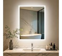 LUVODI Bathroom Mirror with LED Lights, 70x90cm 3 Lighting Colour Anti-fog | Rectangular Illuminated Dimmable Wall Mounted Mirror, Memory Function, Horizontal/Vertical