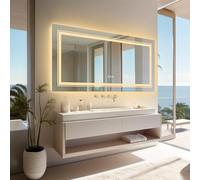 LUVODI Large LED Bathroom Mirror: 1830x900mm Dimmable Lighted Rectangular Wall Illuminated Vanity Mirror with Anti-fog Smart Touch Switch Makeup Mirror Backlit and Front Light (Horizontal/Vertical)