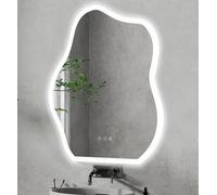 LUVODI LED Bathroom Mirror Irregular: 600x800mm Wall Lighted Cloud-shape Backlit Mirror with Dimmable 3 Colours Demister Pad Illuminated for Home Renovation