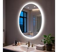 LUVODI LED Bathroom Mirror with Light, 60x80cm Oval Wall Dimmable Anti-fog