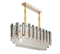 LUVODI Luxury Modern Oval Crystal Chandelier: 60x30cm 3 Tiers Ceiling Hanging Pendant Light with 6 Bulbs - Contemporary Lighting Fixture Lamp for Kitchen Island Bedroom Transparent Grey