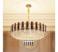 LUVODI Modern Luxury Round Crystal Chandelier: 40cm 3-Tiers Ceiling Hanging Pendant Light with 6 Bulbs - Contemporary Lighting Fixture Lamp for Kitchen Island Bedroom Transparent Grey