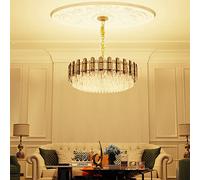 LUVODI Modern Luxury Round Crystal Chandelier: 60cm 5 Tiers Ceiling Hanging Pendant Light with 10 Bulbs - Contemporary Lighting Fixture Lamp for Dining Room Living Room Transparent Grey