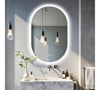 LUVODI Oval LED Bathroom Mirror: 600x900mm Wall Mirror with Light Anti-fog 3 Colors Dimmable Lighting Smart Switch Memory Function Backlit Illuminated, Vertical or Horizontal, IP56