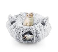 Luvore Cat Tunnel Bed, Cat Donut Tunnel, Cat Tunnel Toy | with Soft Plush Circle Cushion with Ball & 4 Peek Holes for Indoor Cats Kitten Kitty Puppy Rabbit Ferret