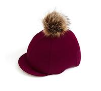 Luvponies Maroon Riding Hat Silk Cover with Choice of Fluffy Pom Pom