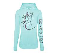 Luvponies Shimmer Rainbow Flowing Mane Women's Horse Design Hoody, Peppermint, XL (16)