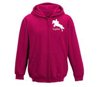Luvponies Showjumper Zip Up Horse Design Hoodie (Age 9-11 Years, Hot Pink)
