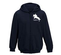 Luvponies Showjumper Zip Up Horse Design Hoodie (Age 9-11 Years, Navy)