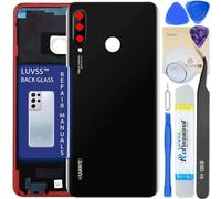 LUVSS Back Glass Cover Replacement Compitable for Huawei P30 Lite Rear Cover + Camera Lens + Repair Manual DIY Tools Kit (Black)