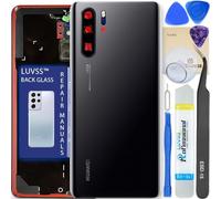 LUVSS Back Glass Cover Replacement Compitable for Huawei P30 Pro Rear Cover + Camera Lens + Repair Manual DIY Tools Kit (Black)