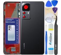 LUVSS Back Glass Cover Replacement Compitable for Xiaomi 12T Pro 5G Rear Cover + Camera Lens + Repair Manual DIY Tools Kit (Black)