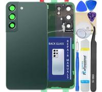 LUVSS Back Glass Cover Replacement Compitable with Samsung Galaxy S22 Rear Glass + Camera Lens + Repair Manual DIY Tools Kit SM-S901B/DS (Green)