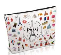Luvsweets Paris Gifts for Women - Paris Themed Gift Makeup Bags, Paris is Calling I Must Go Cosmetic Bags with Zipper, Paris Travel Essentials Souvenirs Gift for Travelers Girls Friends, paris, Paris