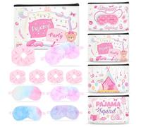 Luvsweets Sleepover Party Supplies for Girls, 12Pcs Sleepover Party Favors with Plush Sleep Eye Mask, Hair Scrunchies, Sleepover Squad Makeup Bags, Slumber Spa Pajama Party Supplies, 12pcs sleepover,