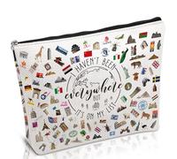 Luvsweets Travel Gifts for Women - World Travel Gift Makup Bag, I Haven't Been Everywhere But It's on My List Cosmetic Bag with Zipper, International Travel Essentials Gifts for Travelers, world