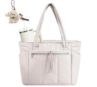 Luvtoo The Ultimate Puffer Tote Bag, Luvtoo Puffer Tote Bag, Style That Works, 20l Quilted Handbag Ultra-Lightweight, Inner Elastic Pocket, Carry A Water Bottle With You (BEIGE)
