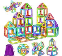 LUVTOY Magnetic Tiles for Kids, Magnetic Building Blocks, 40PCS Magnetics Construction Block Games