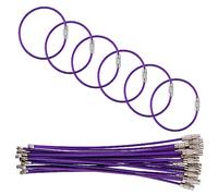 luvtree 5.9in/15cm Stainless Steel Keychain Cable,Wire Diameter 2mm Metal Key Ring Loop Suitable for Sports/Travel/Luggage Tag Holder/ID Tags,20 Pieces,Purple