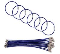 luvtree 5.9in/15cm Stainless Steel Keychain Cable,Wire Diameter 2mm Metal Key Ring Loop Suitable for Sports/Travel/Luggage Tag Holder/ID Tags,20 Pieces,Dark Blue