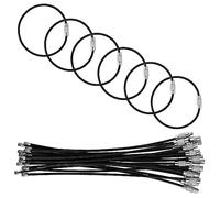 luvtree 5.9in/15cm Stainless Steel Keychain Cable,Wire Diameter 2mm Metal Key Ring Loop Suitable for Sports/Travel/Luggage Tag Holder/ID Tags,20 Pieces,Black