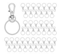 luvtree 65 Sets of Mini Zinc Alloy Swivel Lobster Claw Clasps with Detachable Key Rings - 360° Rotating Hooks for DIY Crafts, Jewelry Making, Keychains, and Accessories