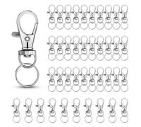 luvtree Mini Lobster Claw Keychains - Zinc Alloy with Key Rings and 360° Swivel Spring Hooks, Ideal for DIY Crafts, Jewellery Making, Keychains and Accessories, Polished Silver Finish, 40 Sets