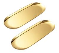 luvtree Set of 2 Oval Stainless Steel Tray - Mirror-Polished, Vacuum-Coated, Fade-Resistant, Jewelry & Perfume Storage, Bathroom Organizer, Coffee Table Tray, Candle Display, 30cm x 12cm, Gold
