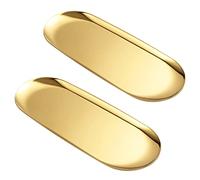 luvtree Set of 2 Oval Stainless Steel Tray - Mirror-Polished, Vacuum-Coated, Fade-Resistant, Jewelry & Perfume Storage, Bathroom Organizer, Coffee Table Tray, Candle Display, 23cm x 9.5cm, Gold