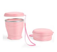 luvtree Silicone Collapsible Travel Cup with Dustproof Lid, 8.8 Oz/260ml, BPA-Free, Portable, Reusable for Camping, Picnic, Travel, Office (Pink)