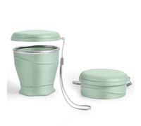 luvtree Silicone Collapsible Travel Cup with Dustproof Lid, 8.8 Oz/260ml, BPA-Free, Portable, Reusable for Camping, Picnic, Travel, Office (Light Green)