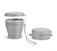 luvtree Silicone Collapsible Travel Cup with Dustproof Lid, 8.8 Oz/260ml, BPA-Free, Portable, Reusable for Camping, Picnic, Travel, Office (Gray)