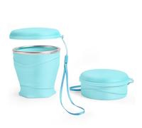 luvtree Silicone Collapsible Travel Cup with Dustproof Lid, 8.8 Oz/260ml, BPA-Free, Portable, Reusable for Camping, Picnic, Travel, Office (Light Blue)