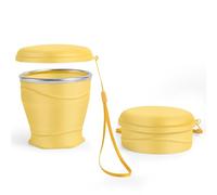 luvtree Silicone Collapsible Travel Cup with Dustproof Lid, 8.8 Oz/260ml, BPA-Free, Portable, Reusable for Camping, Picnic, Travel, Office (Yellow)