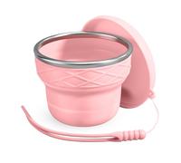 luvtree Silicone Collapsible Travel Cup with Lid, 7oz/200ml BPA-Free, Portable for Travel, Business Trip, Camping, Hiking, Picnic, RV & Backyard Party (Pink)
