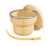 luvtree Silicone Collapsible Travel Cup with Lid, 7oz/200ml BPA-Free, Portable for Travel, Business Trip, Camping, Hiking, Picnic, RV & Backyard Party (Yellow)