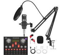 LUVUMVLT Podcasting Equipment Bundle, BM-800 Studio Kit with Voice Converter for Gamers,and All-in-One DJ Mixer Perfect for Laptop Vlog Living Broadcast Live YouTube TikTok (V8K)