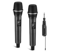LUVUMVLT Wireless Microphones, Dual Handheld Dynamic Mic with Ultra-Stable Rechargeable Receiver | 200ft Freedom |Zero Dropouts | 40H Duration |Plug and Play| Karaoke Microphone for Singing, Meeting