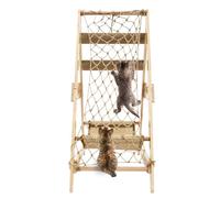 LUVYEK WONGBOM Wooden Cat Climbing Frame Triangle Cat Tree with Hanging Toy Freestanding Scratching Post for Indoor Cats, Stable & Stylish (Natural Wood Color)
