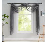 Luvyohmee Grey Sheer Valance Curtain, 216 Inch Long Voile Window Scarf, Draping for Party/Wedding/Birthday/Revelry/Carnival, Decor for Canopy Bed/Living Room/Wall