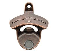 Luwanburg Magnetic Beer Bottle Opener Wall Mounted Vintage Rustproof | Rustic Copper, Powerful Magnets Built-in, Mountable with Screws for Men Cave Garage Fridge Kitchen