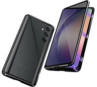 LUWAY Anti-peep Anti-Spy Privacy Magnetic Case for Samsung Galaxy S23 Ultra/S23 Plus/S23 Magnetic Clear Back Metal Bumper Double-Sided Tempered Glass Phone Cover,Black,for S23 Plus
