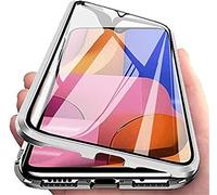 LUWAY Lockable Case for Samsung Galaxy S22/S22 Plus/S22 Ultra Double-Sided Tempered Glass Magnetic adsorption Safety Lock 360 Full Body Shockproof Aluminum Bumper Glass Cover,Silver,for S22