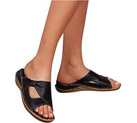 LUWAY Orthotic Flip Flops Women Arch Support Comfort Walking Thong Sandals Plantar Fasciitis Flat Feet Heel PainBunion Correction,Black,US5/EU36
