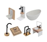 Luwecf 1/12 Scale Dollhouse Bathroom Set Simulation Ornaments Basin House Supplies Mirror, 7pcs Set