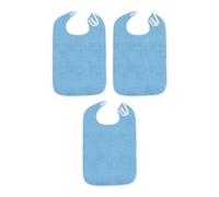 Luwecf 3 Pieces Adult Bibs Large Adjustable Feeding Bibs Waterproof Reusable Terry Cloth Protectors Suitable for Elderly Eating Brushing, Azure Color