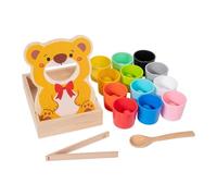 Luwecf Ball Sorting And Counting Game in Cups, Wooden Sensory Numeracy Game for Preschool Children, with 12 Balls